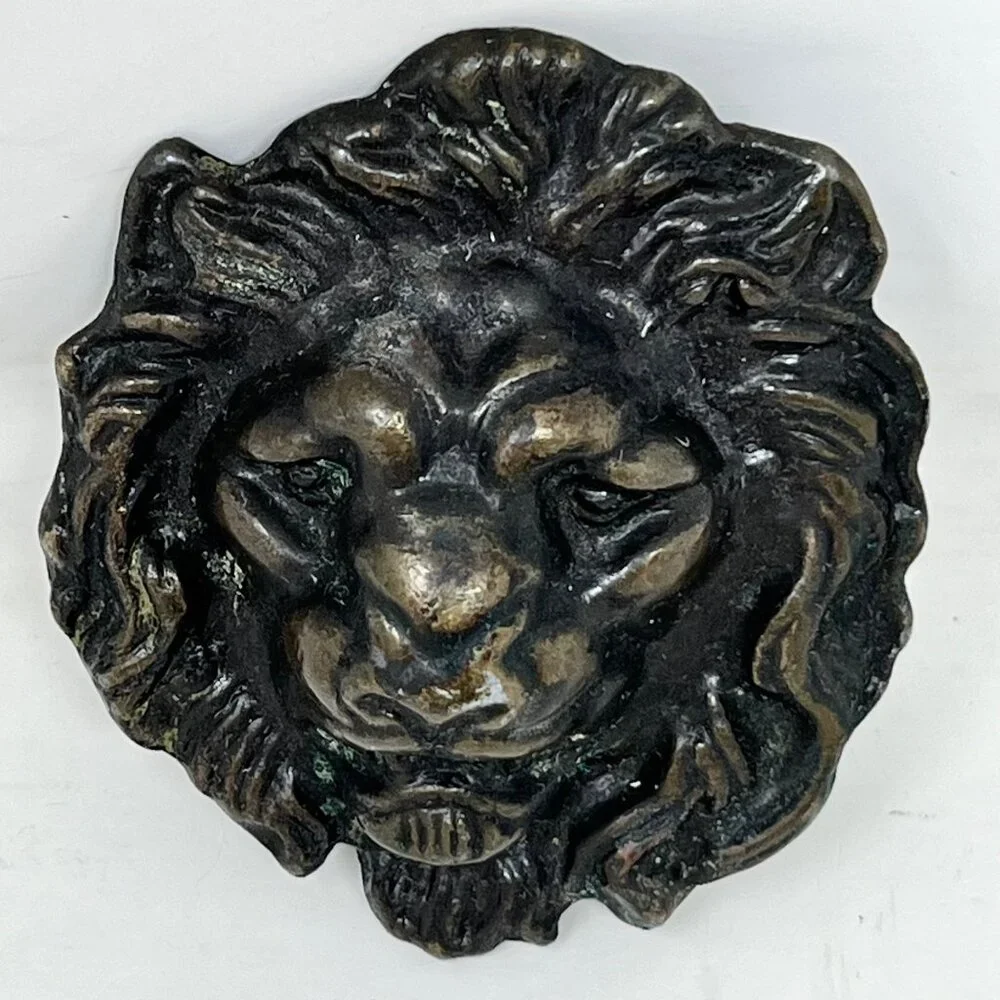Lion Head Belt Buckle 3 Dimensional Bronze‎ Color Metal Womens 3